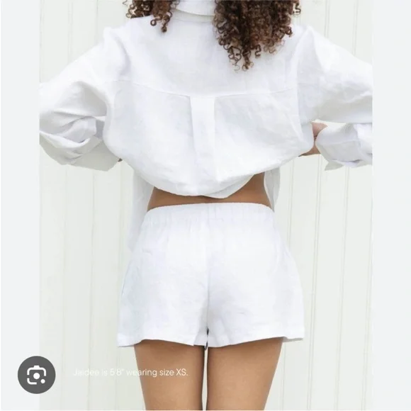 PARKE high waisted white linen shorts size L - Picture 3 of 3